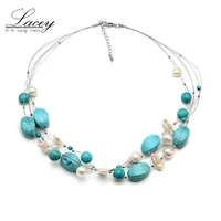 fashion boho necklace real freshwater pearl necklace baroquechoker layered necklace for women
