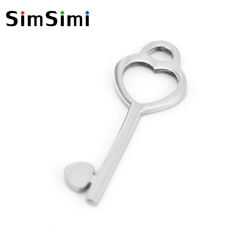 

Mini heart key charms romance pendants both sides mirror polished stainless steel DIY jewelry making parts wholesale 50pcs
