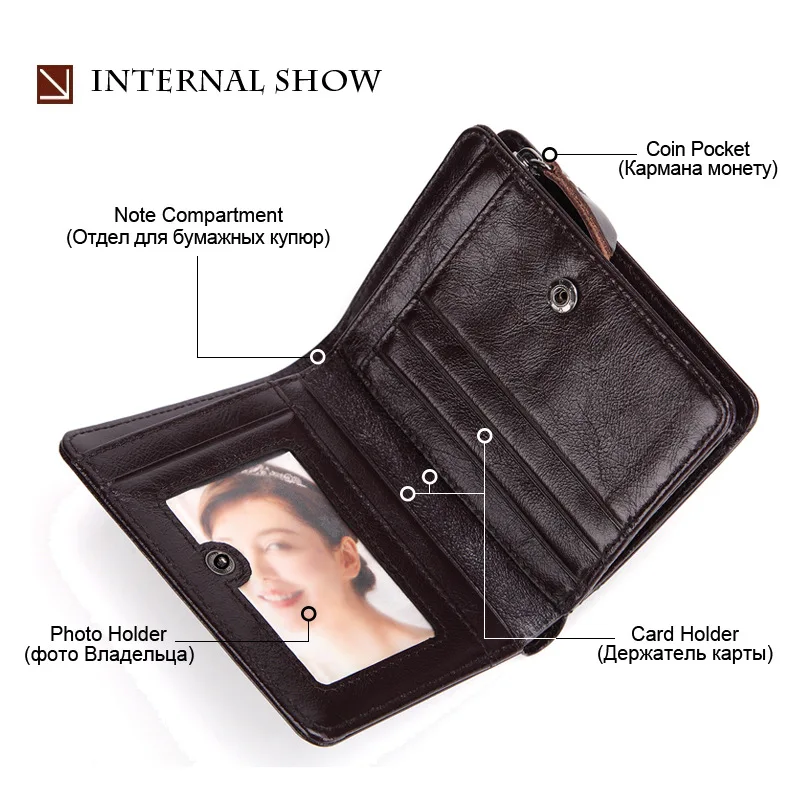 Мужской винтажный бумажник из натуральной кожи RFID мужской кошелек на молнии Biofold