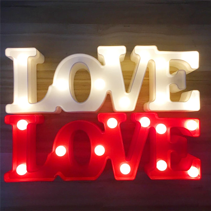 Домашний декор 3D светодиодный Ночной светильник с надписью LOVE пластиковый