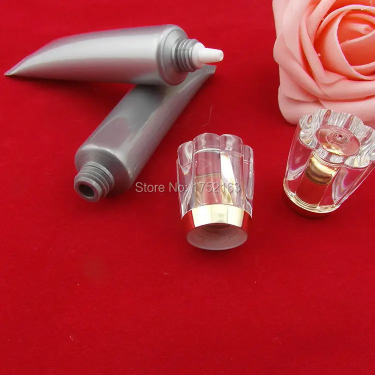 Бесплатная доставка 15 мл Тюбик мягкой серого цвета с пластиковыми бутылочками для салфетки/масла/крема для рук с крышками из акрила в форме цветочка.