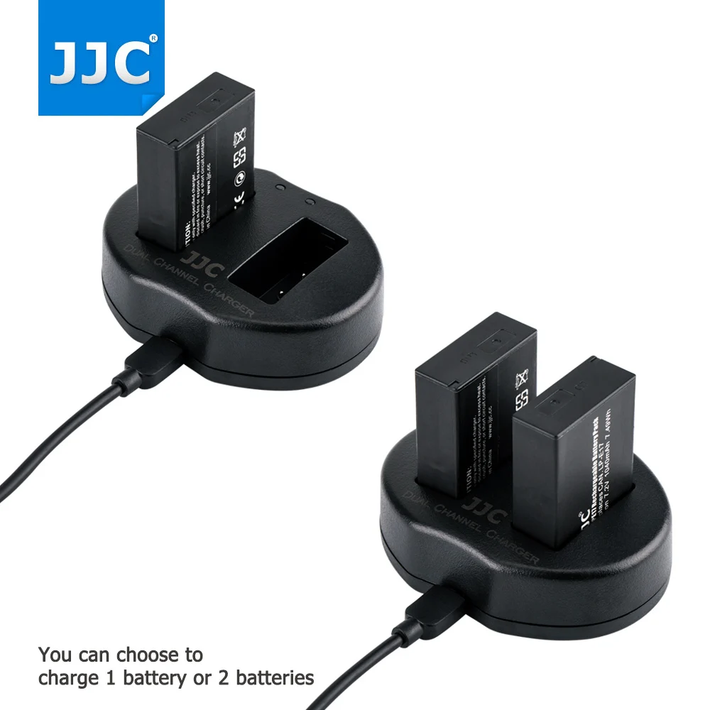 JJC USB двойной Батарея Зарядное устройство для Canon M100/EOS 77D/800D/760D/750D/200D/M5/M6/M3