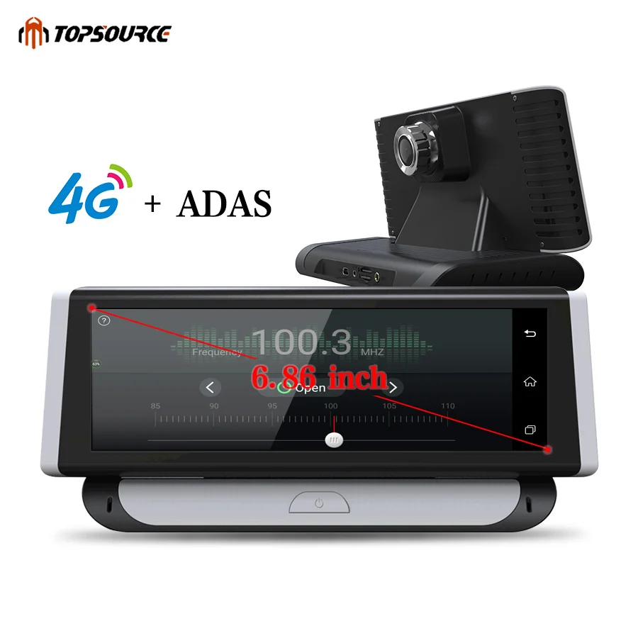 

Автомобильный видеорегистратор TOPSOURCE, Full HD 1080P DVR, 6,86 дюйма, Android 5,1, видеорегистратор 4G ADAS с двумя объективами, Bluetooth, GPS-навигация, 1 ГБ ОЗУ