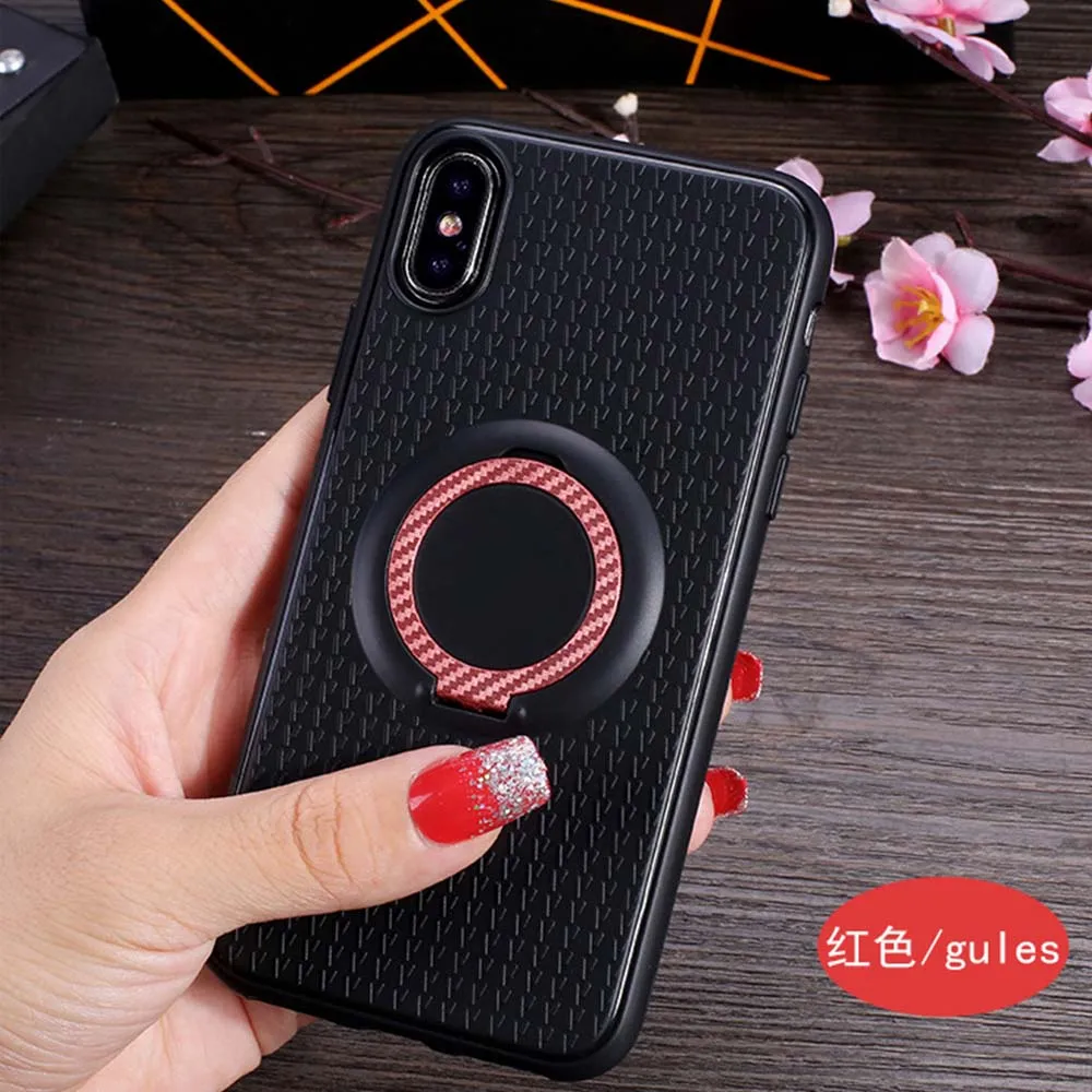 Red Магнитный чехол с кольцом для пальца для samsung Galaxy S7 край S8 S9 Plus Note 8 360 держатель подставка чехол для A3 A5 A7 A6 A8 плюс - Цвет: Red