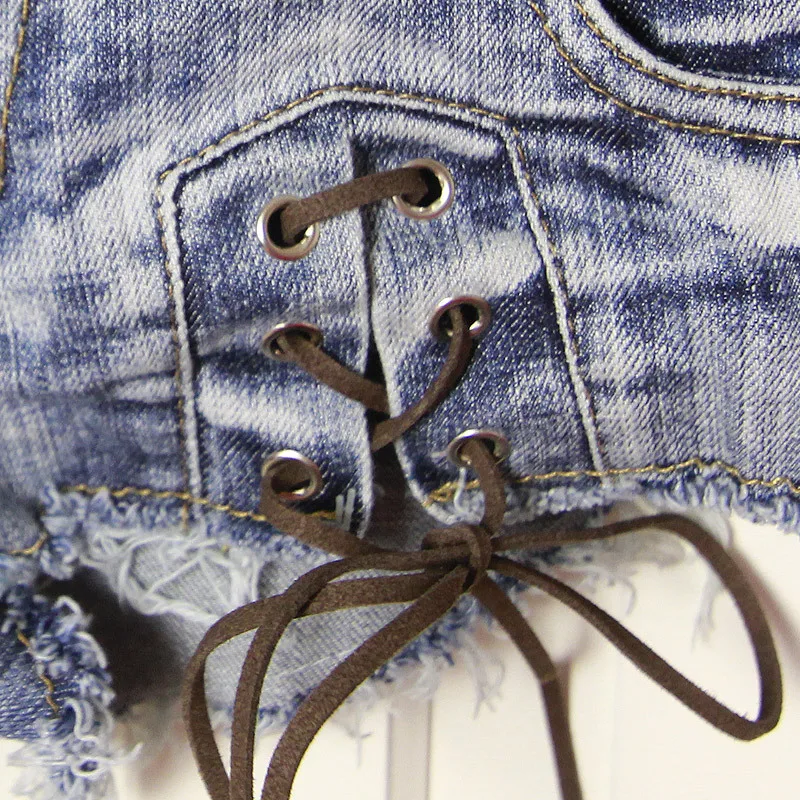 

Sexy befree jeans woman denim shorts ladies hole Pockets Lace Up jeans pants shorts women jean Skinny vintage streetwear clothes