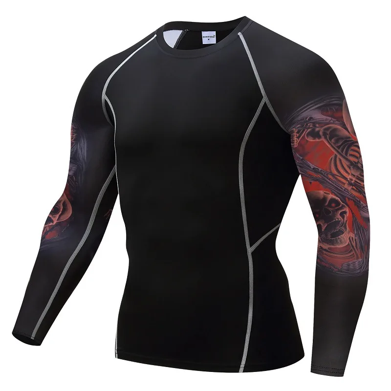 Мужская футболка для фитнеса с длинным рукавом rashguard мужские облегающие