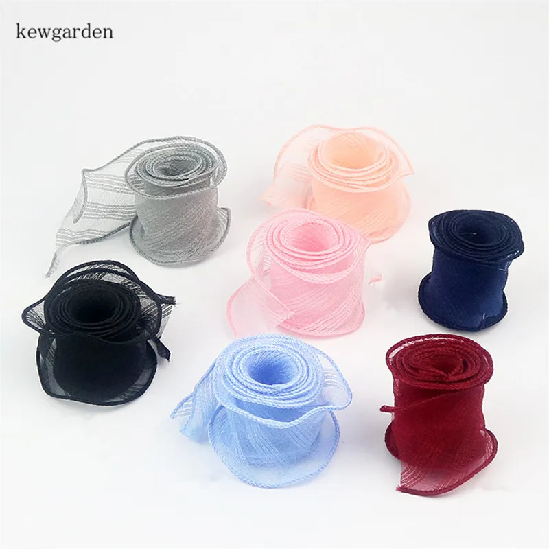 Kewgarden разминание Seersucker пряжа ленты ручной работы DIY Бант Аксессуары Атласная