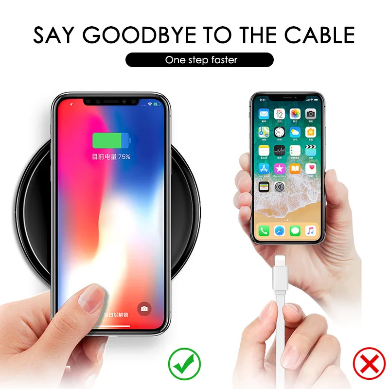 Ультра тонкий Беспроводной Зарядное устройство для iPhone 8X8 плюс Qi Быстрый