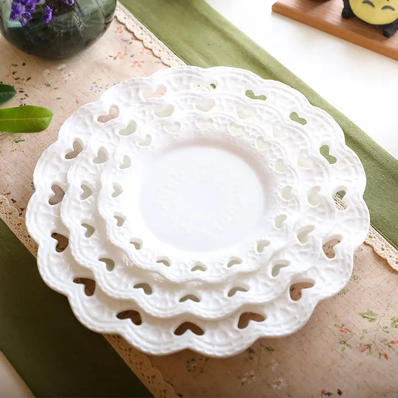 Фарфоровые тарелки в форме сердца десертная тарелка посуда для торта ложка