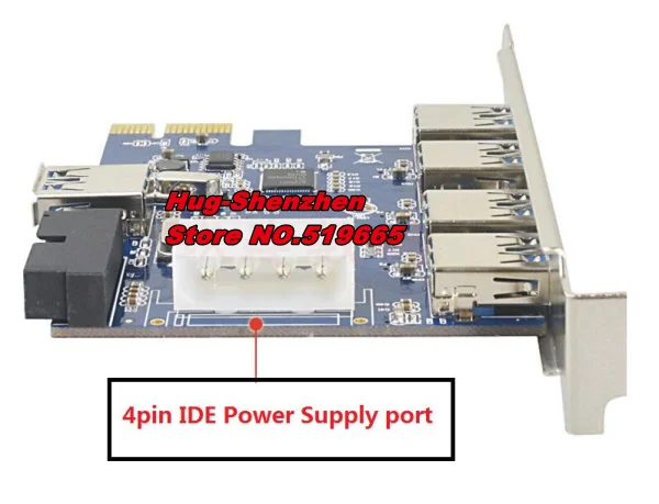 Супер скорость PCIE до usb3.0 5 портов + 19pin/20pin USB3.0 карта расширения с IDE 4pin портами для