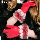Женские зимние перчатки Gours, черные теплые перчатки из натуральной козьей кожи, с кроличьим мехом, GSL007, 2019