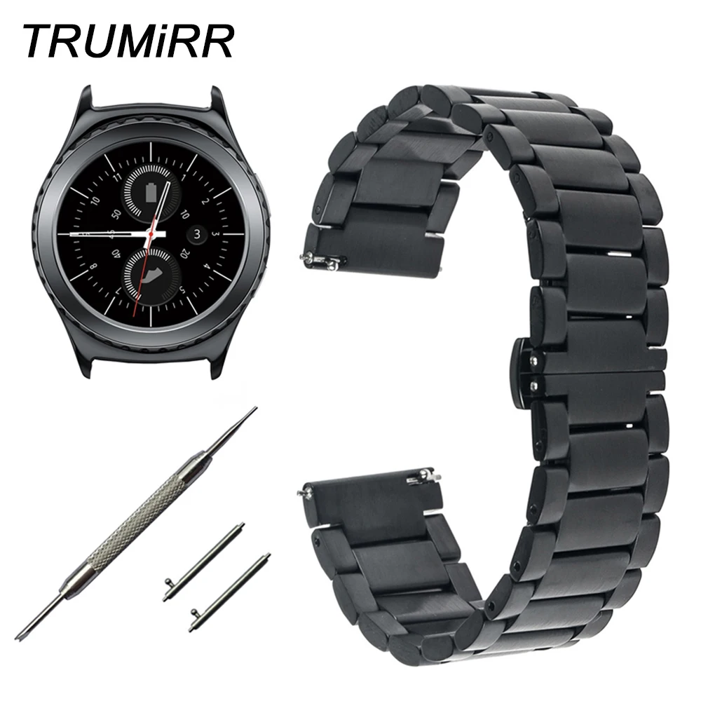 Ремешок из нержавеющей стали для Samsung Gear S2 Classic R732 & R735 Moto 360 2 42 мм мужской браслет с
