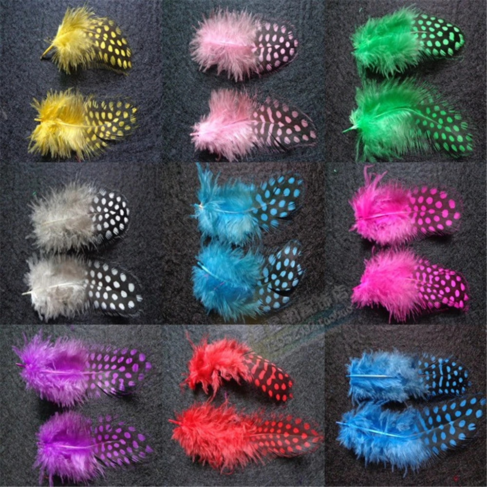 200 шт./лот натуральные петушиные перья в горошек Окрашенные Перья морской курицы