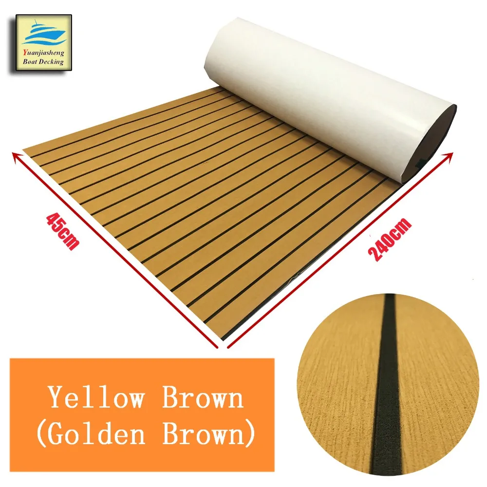 

Golden Brown EVA Boat Teak Decking Sheet Yacht Marine Flooring 45cmX240cm Carpet With Self Adhesive Mat Black Boats Accessories