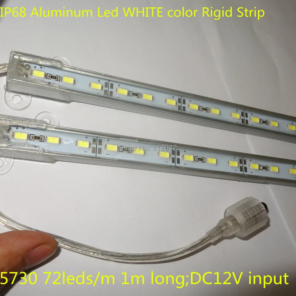 1 м в длину 5730 SMD IP68 алюминиевый светодиодный жесткий стержень белого цвета 72