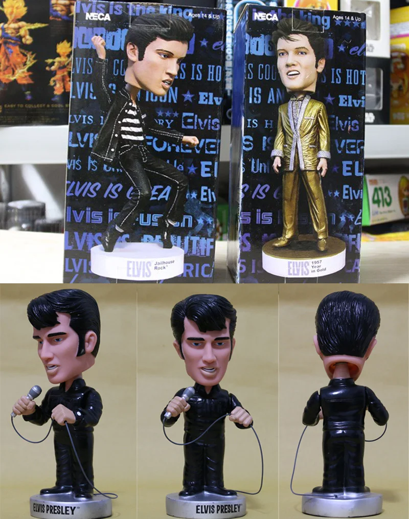 3 версии Super Rock Stars Elvis The King Bobble Head Jailhouse и 1957 год в золотом 2 Ver. Носочки для головы NECA