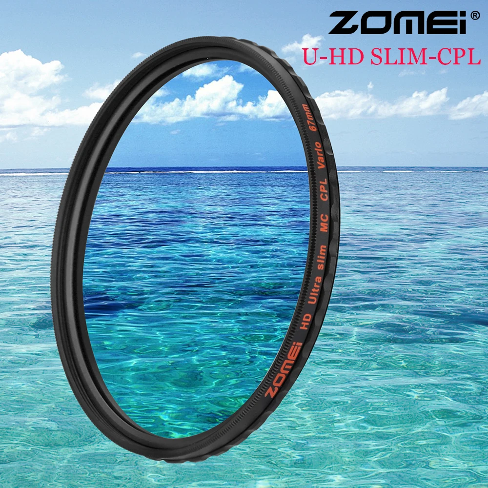 Zomei HD Ультра Тонкий CPL фильтр 40 5 мм 49 58 62 72 77 82 круговой поляризационный CIR-PL тонкий