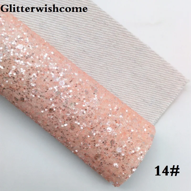 Glitterwishcome 21X29 см A4 размер винил для луков Кристалл Толстый блеск кожа ткань винил для луков, GM128A - Color: 14