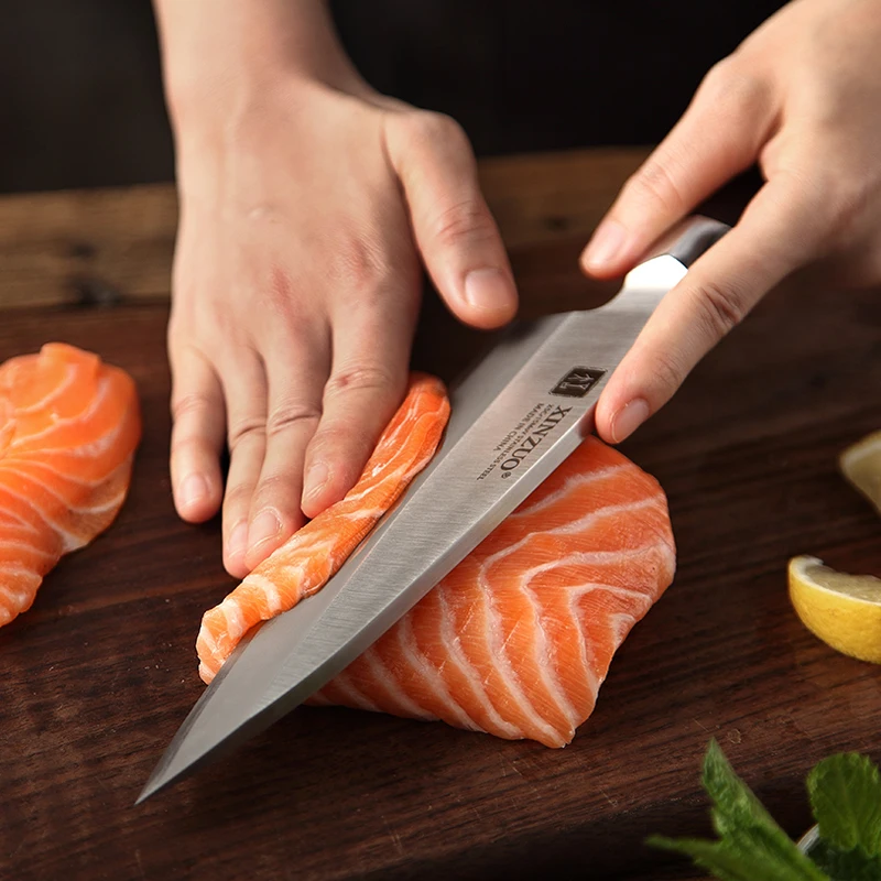XINZUO 180 мм Gyuto нож X5Cr15MoV из нержавеющей стали, японский Deba Филейный нож, рыбная голова, кухонные поварские ножи, ручка из черного дерева