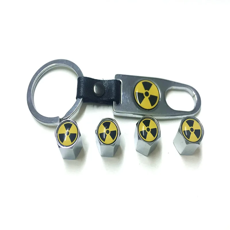 Серебряный автомобильный Стайлинг атомная бомба оружие логотип колпачок клапана шины с кольцом для ключей