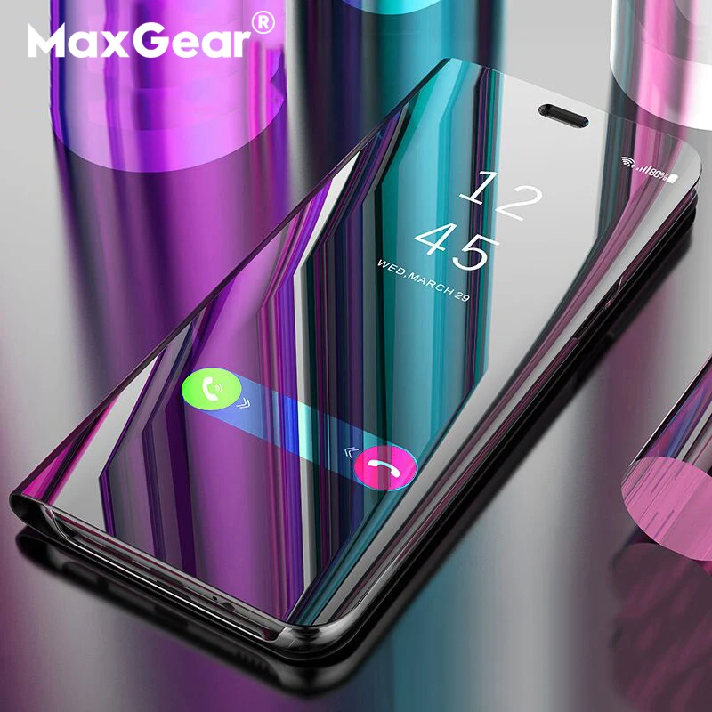 Зеркальный флип чехол с подставкой для Xiaomi Redmi 6 6A Pro 4A 4X 5 Plus S2 Y1 Lite умный Прозрачный