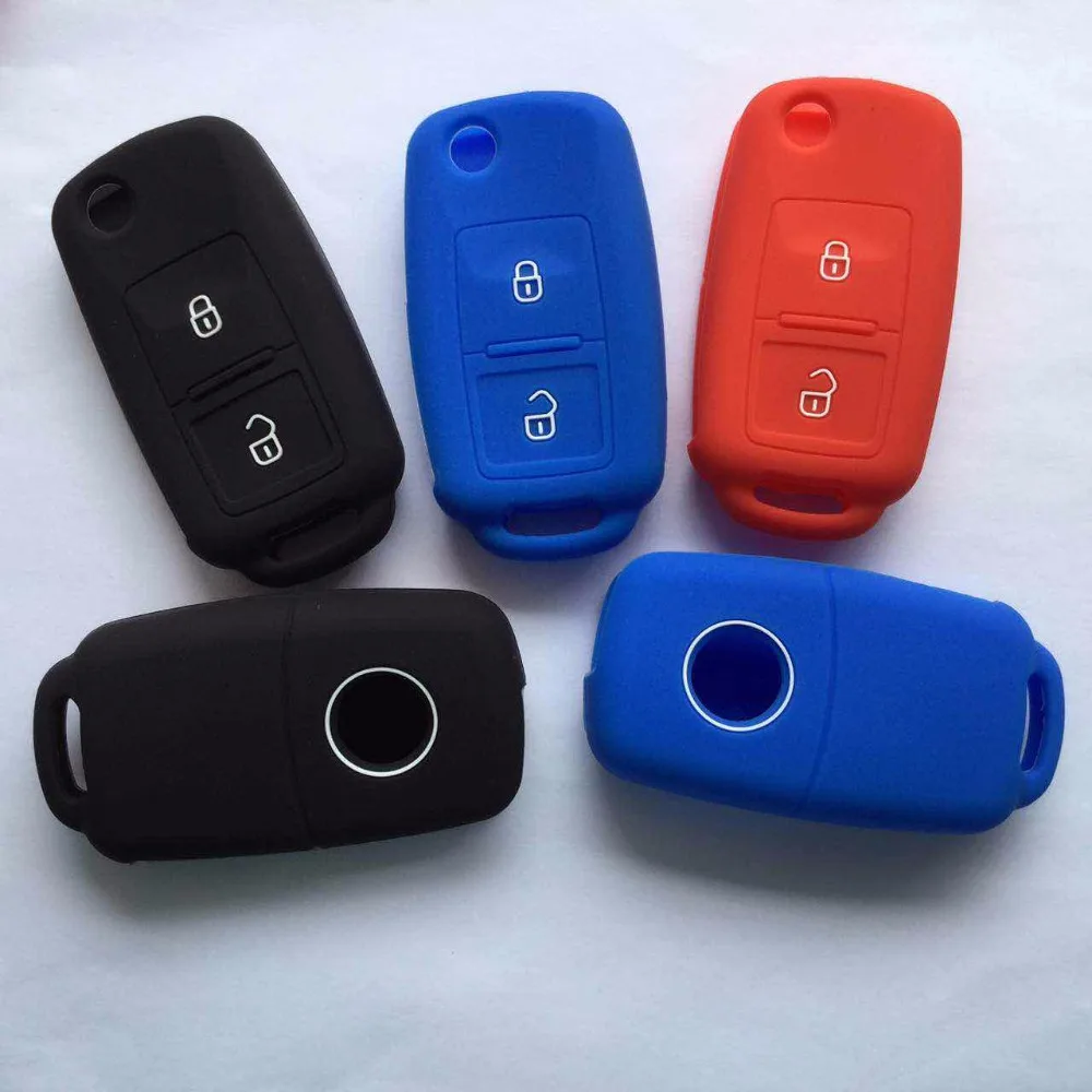 Силиконовый чехол для ключей с 2 кнопками VW Volkswagen SKODA Fabia Superb Yeti|2 button|silicone cover keykey seat