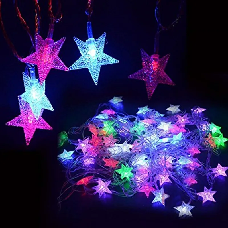 СВЕТОДИОДНАЯ Гирлянда в форме звезды с питанием от 3 батареек АА 10 м 80 светодиодов