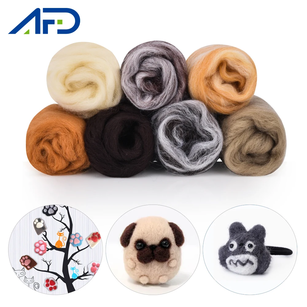 DIY ручная работа, маленькие животные, куклы, игла для валяния, шерсть, 7 цветов, шерсть, войлок, аксессуары, инструмент, игла для валяния, стартовый набор