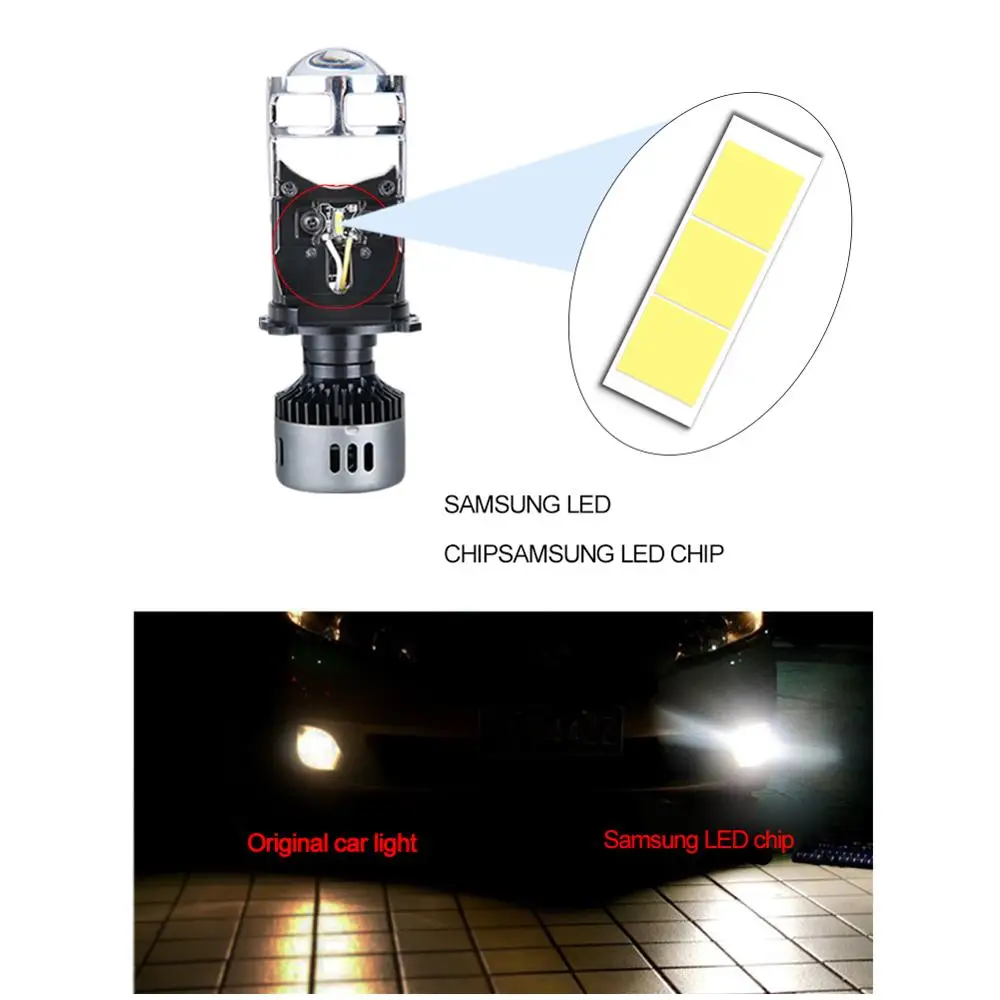 VooVoo H4 светодиодный лампы с мини-проектор Len Conversion Kit 9600LM автомобилей Hi/короче
