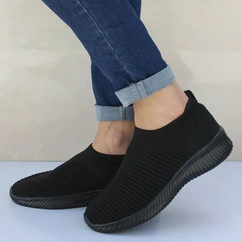 JINGKUBU Women's Shoes Plus Size 43 Women Vulcanize Fashion Sock Female Air Mesh Sneakers Flat Casual Tenis Feminino | Обувь