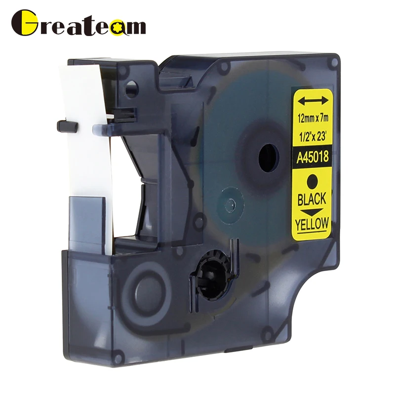 Greateam 1 шт. 45018 совместимый с dymo D1 S0720580 запечатанных лент для черный на желтом цвете