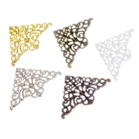 free shipping 5pcslot 5color metal triangle filigree wraps connectors crafts gift decoration diy findings 4 8x7 5cm