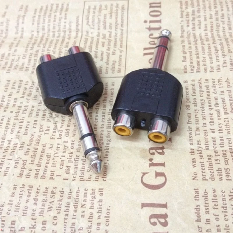 2/3 полюса 6 5 мм штекер к двойному RCA Женский аудио адаптер Y сплиттер микрофон К AV