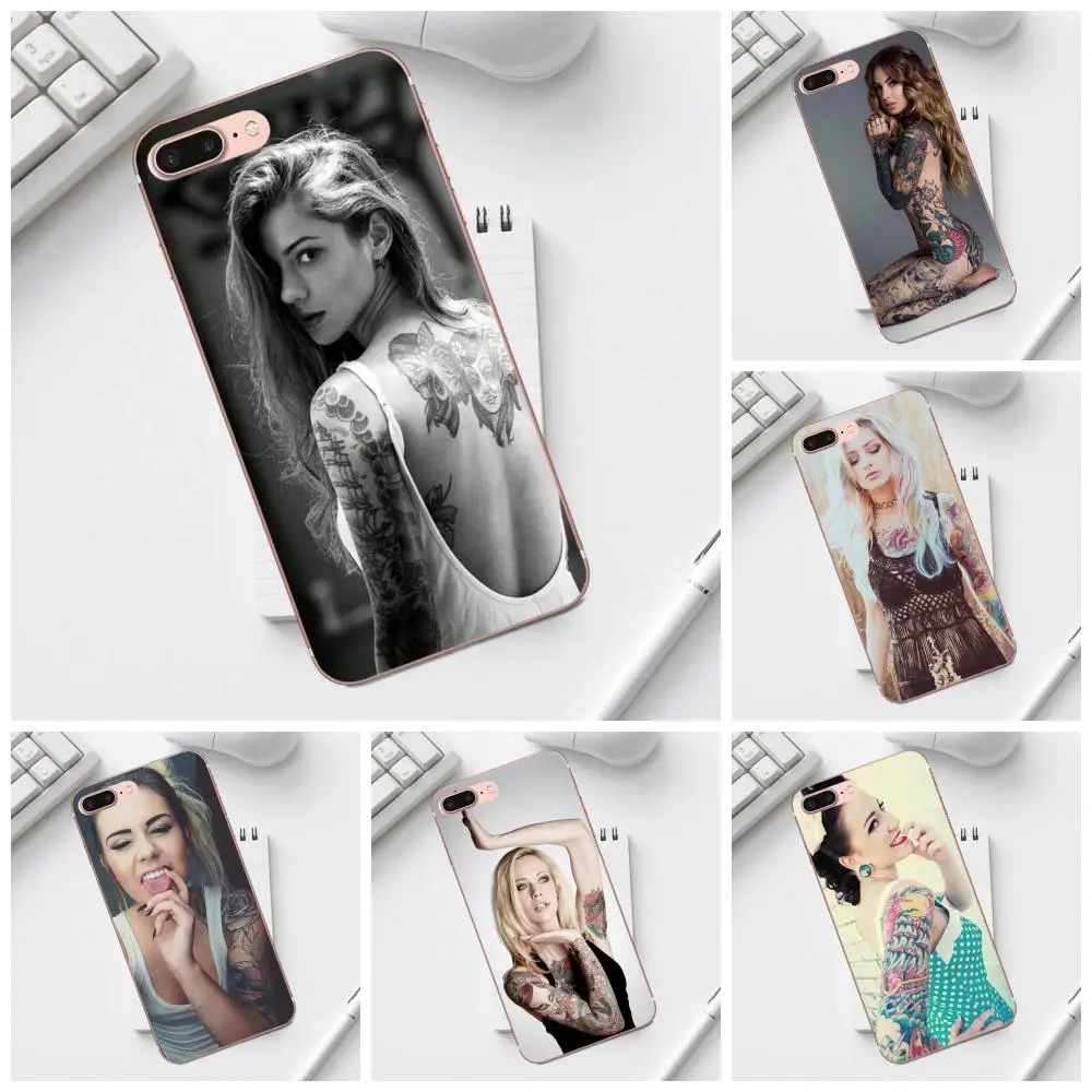 Чехол TPU для Galaxy Alpha Core Prime Note 4 5 8 S3 S4 S5 S6 S7 S8 S9 mini edge Plus с горячей блондинкой с татуировками на ноге.