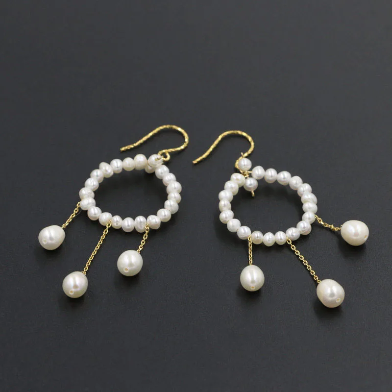 Vintage Statement Freshwater Pearls Tassel Long Dangle Earrings Jewelry Gorgeous Wedding Chandelier for Women Gifts | Украшения и