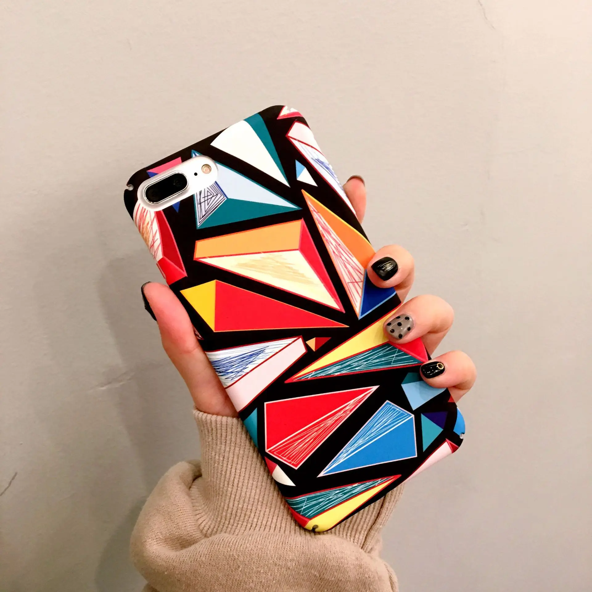Fashion Beautiful Diamond Phone Case For iPhone 6 6S 7 8 Plus X Geometric Colorful Grid Back Cover Glossy Luxury Fitted Cases |