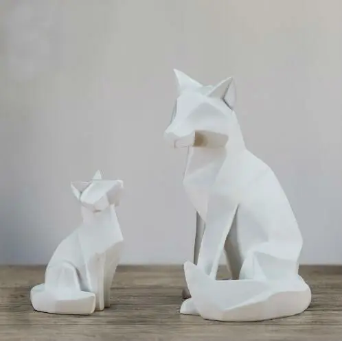 Смола Абстрактная Геометрия лиса статуэтки home decor ремесел украшения комнаты