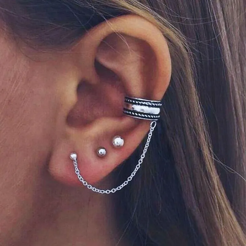 1 сторона панк стиль серьги клип Женская Луна дизайн персонализированные себе