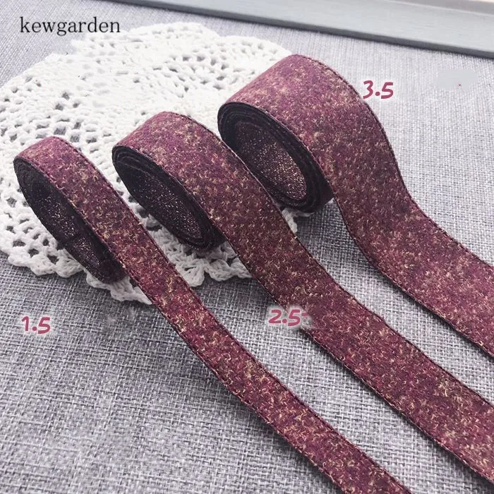 Kewgarden твидовые атласные ленты 35 мм 25 15 DIY бант хлопковая лента вручную