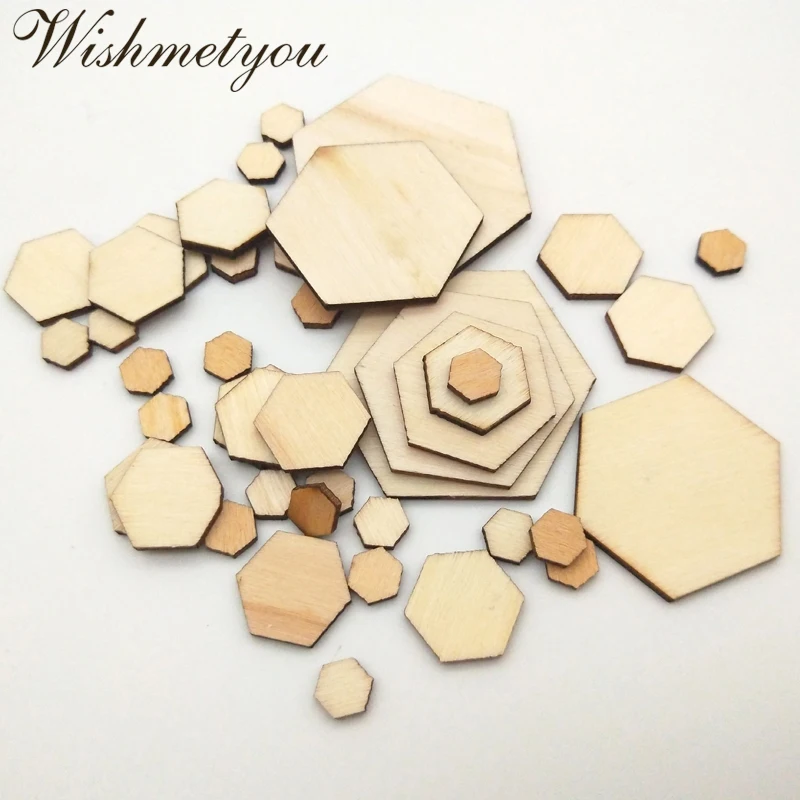 WISHMETYOU 50 шт. 10-50 мм деревянный брелок шестиугольные украшения формы для рукоделия украшение, Скрапбукинг DIY украшения вечерние