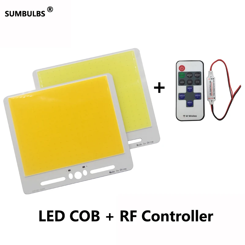 LED With Controller DC 12V 135x120mm панель с монолитным блоком светодиодов свет 30W ультра яркий теплый холодный белый синий затемнения COB полосы лампы с RF пультом дистанционного управления - Испускаемый цвет: LED With Controller