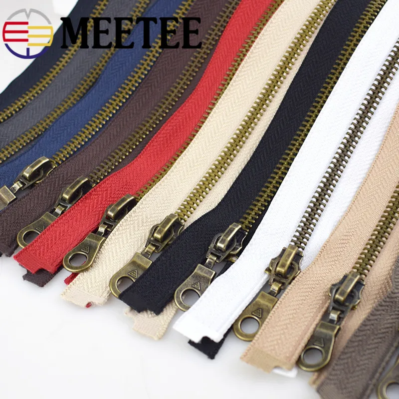 Бронзовая кожаная куртка Meetee с открытым металлическим замком 5 шт. 70 см # ручная