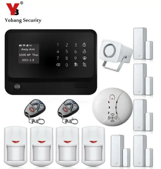 Домашняя охранная сигнализация Yobang Wi Fi GSM с сенсорным экраном детектор дыма