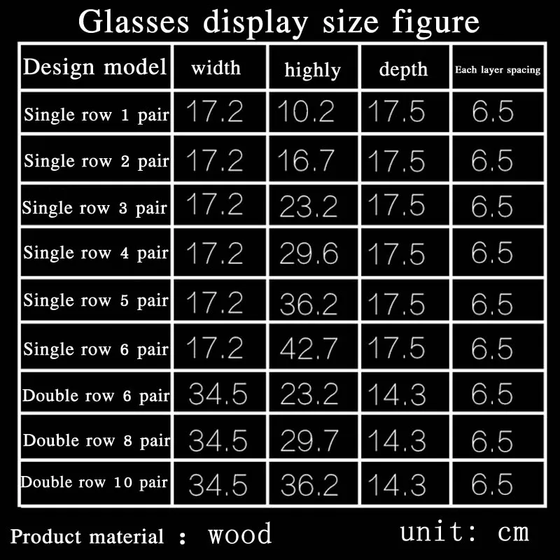 

Mordoa Portable Clear Wood Glasses Display Rack 1-2-3-4-5-6-6-8-10 Pairs Sunglasses Show Frame Eyeglasses Display Stand Holder