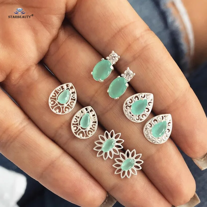 Женские богемные серьги капли Starbeauty 4 пары/набор цветок спираль прокалывания