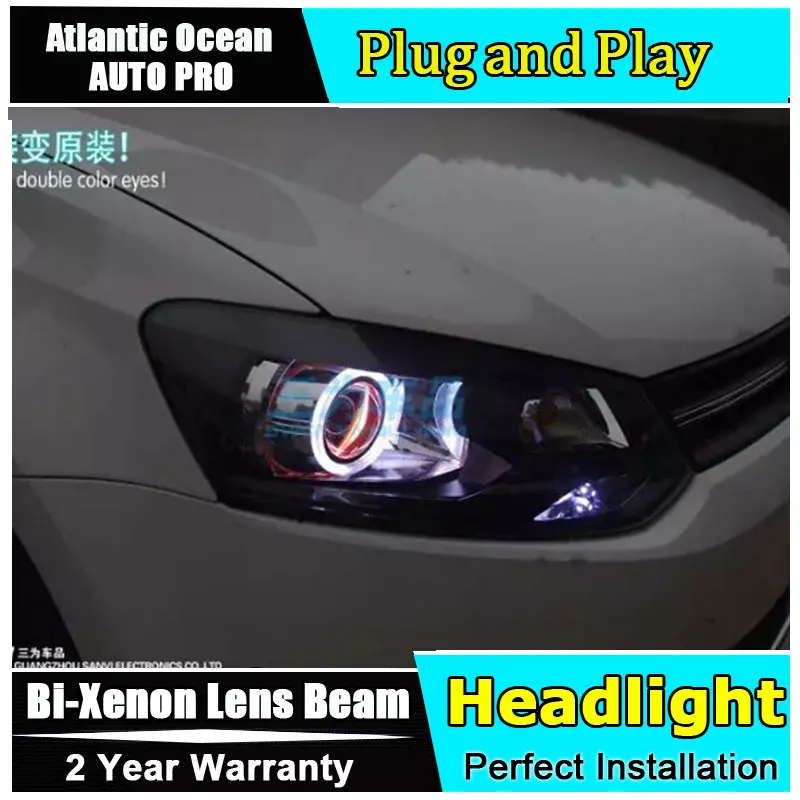 Фары для VW polo биксеноновые линзы стайлинга автомобиля Светодиодные ДХО с
