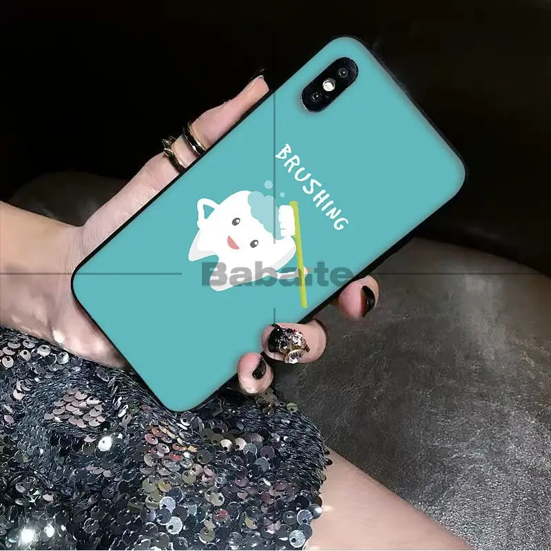Babaite милый черный мягкий чехол для телефона с зубами мудрости iPhone 5 5Sx 6 7 7plus 8 8Plus X XS