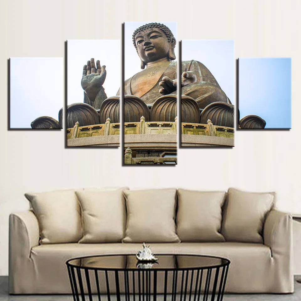 color Paintings Posters Wall Art 5 Panel Modern Large Oil Buddha Print Home Living Room Decorations Abstract 77 | Дом и сад