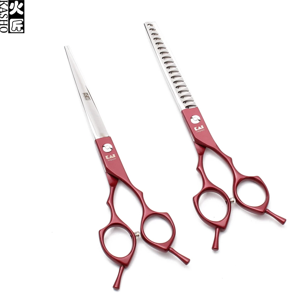 H9029 6.5In. 440C Kasho красный цвет прямой сдвиг филировочные ножницы Собака Ножницы Уход