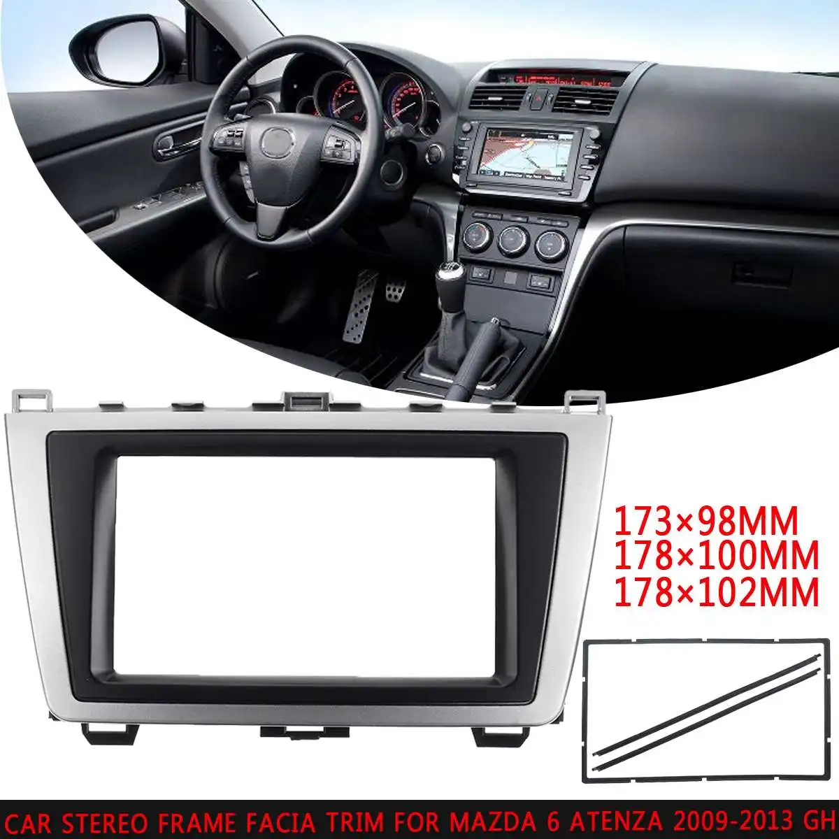 Автомобильная стереорамка 2DIN для Mazda 6 Atenza 2009 2010 2011-2013 GH, автомобильный крепежный плеер, Модифицированная рамка 173x98/178x100/178x102 мм